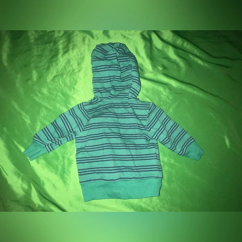 Carter's Green Striped Kids Hoodie size 3 Months